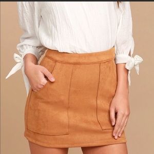 Lulus simply Perf Tan Suede Mini Skirt